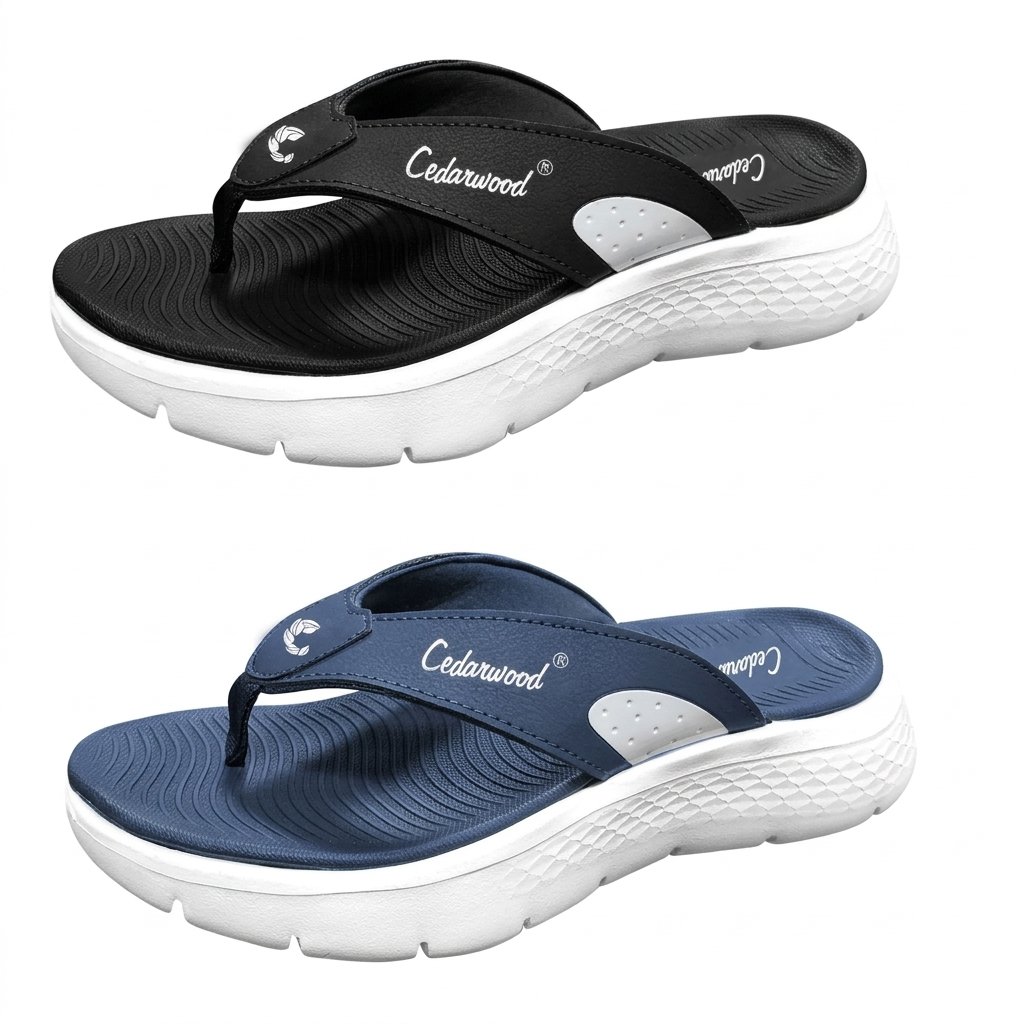 Cedarwood Men’s Ultra-Cushioned Comfort Flip-Flops